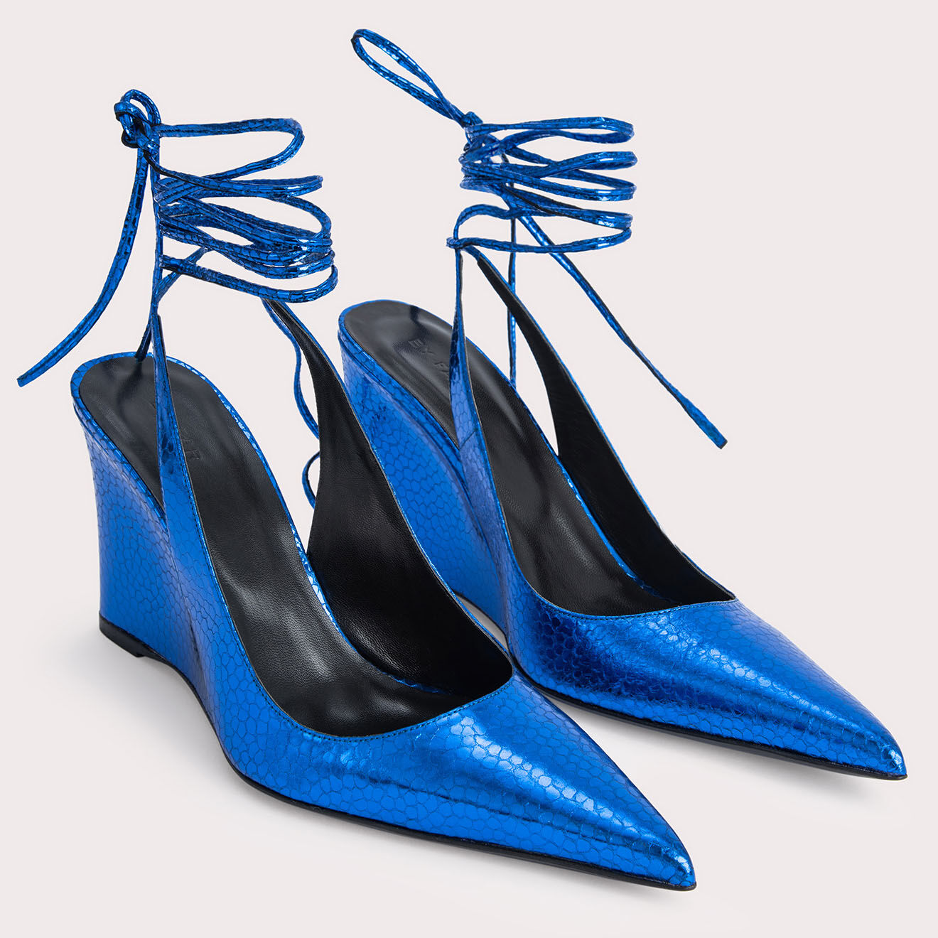 By Far Compensées en Cuir Vaughn bleues - Talon 10 cm