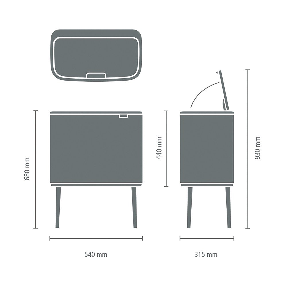 Brabantia Bo Touch Bin Afvalemmer 3 x 11 L  - Zwart