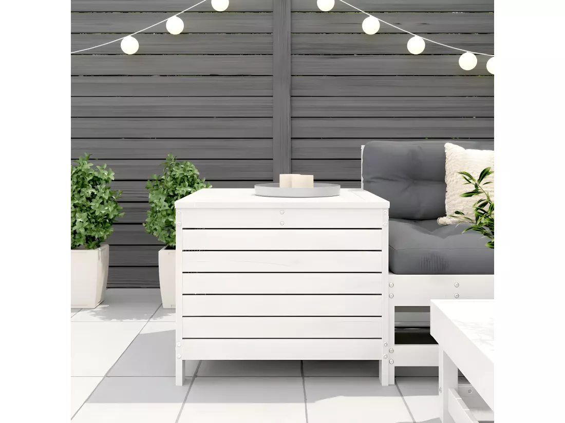 Repose-pied de jardin blanc 62x63,5x53,5 cm bois de pin massif
