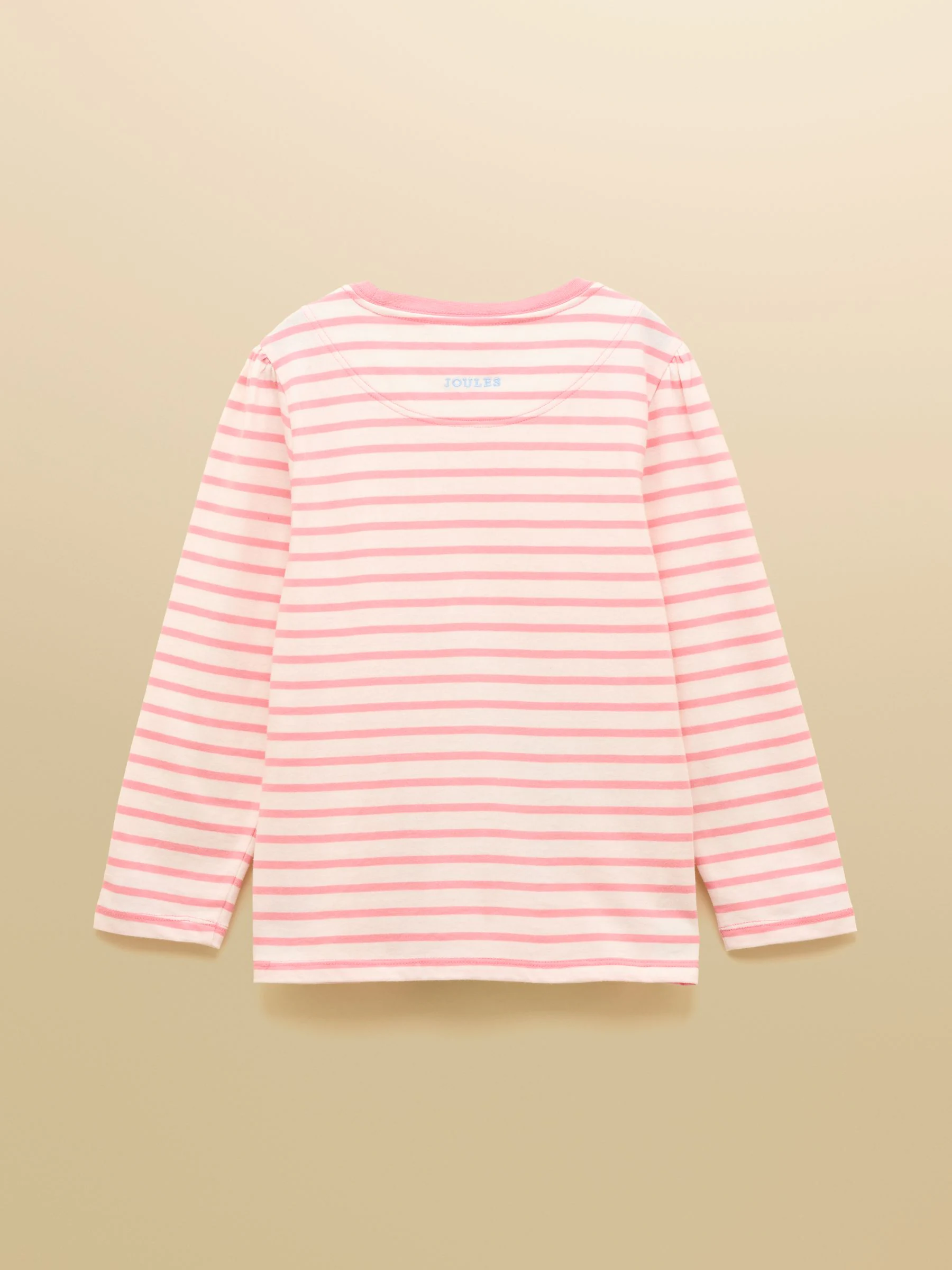 Pink Stripe Dog - Joules Girls' Ava Applique Long Sleeve Top