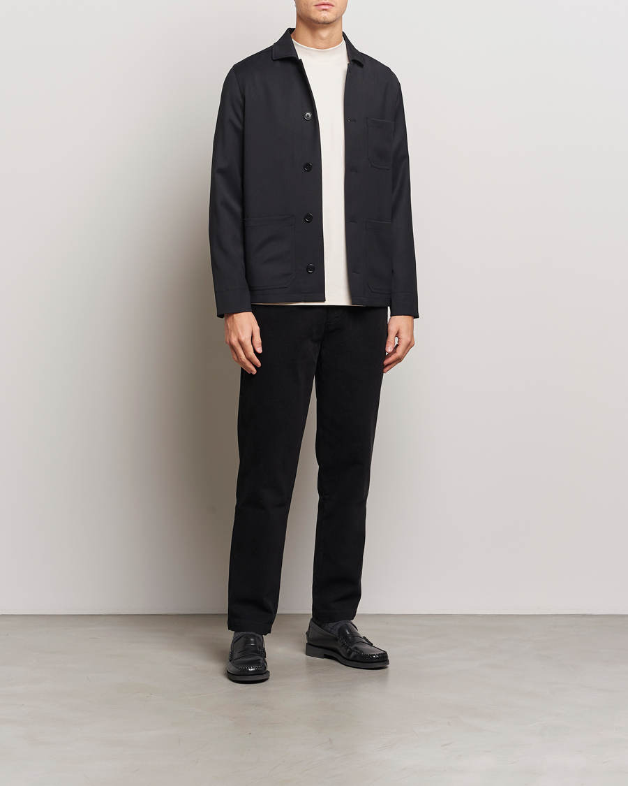 Filippa K Louis Wool Gabardine Shirt Jacket Black