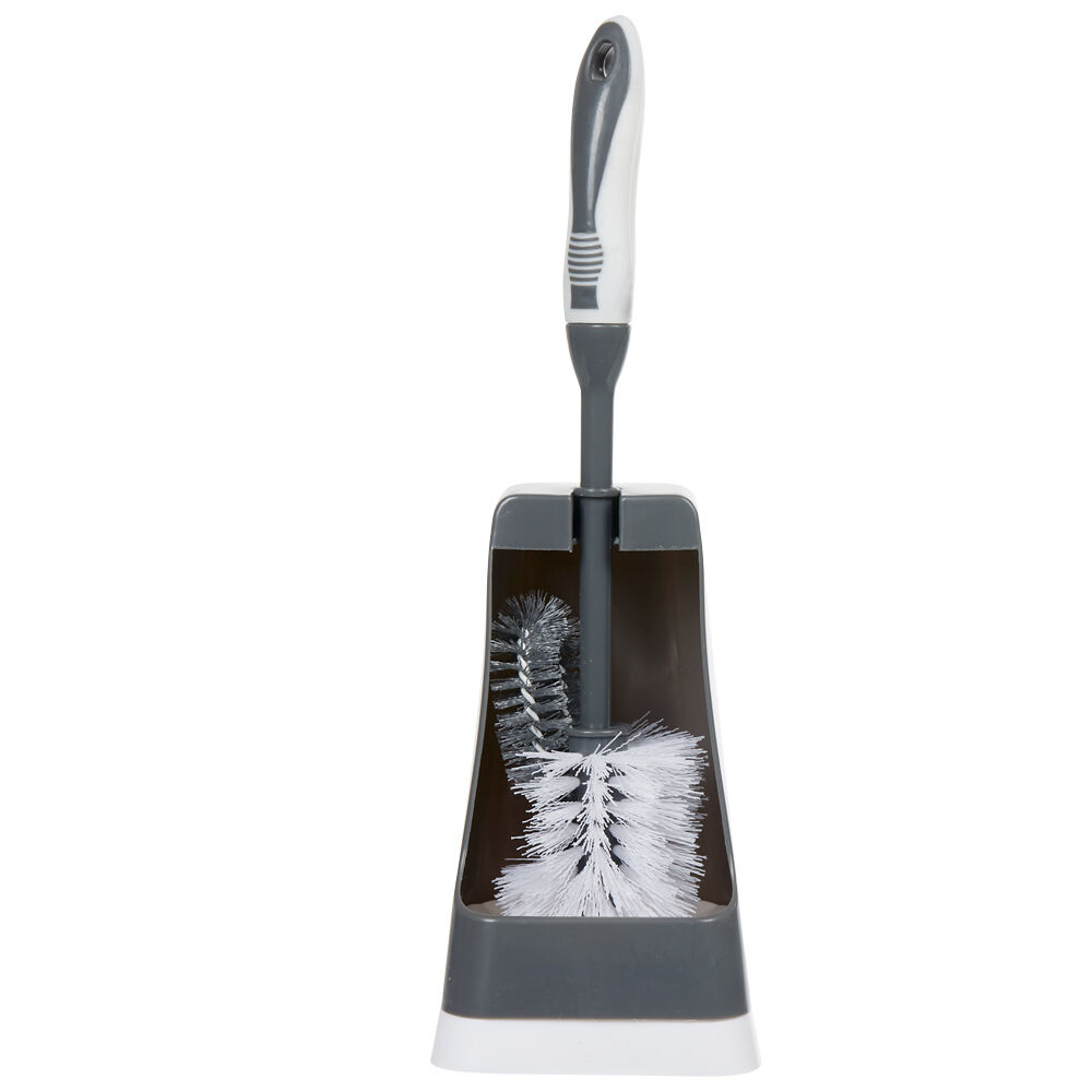 Brosse WC avec support et brossette intégrée noir et blanc