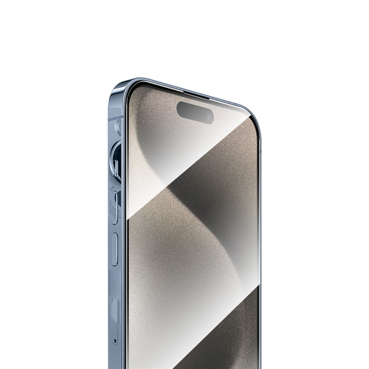 iPhone 15 Pro Full-Screen Vollbild Panzer Glas mit Rahmen   Montagerahmen