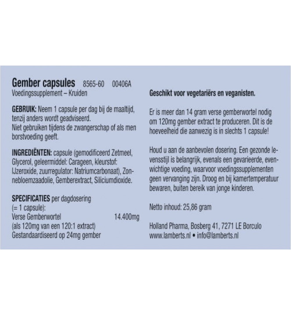 Lamberts Gember (60 vega capsules)