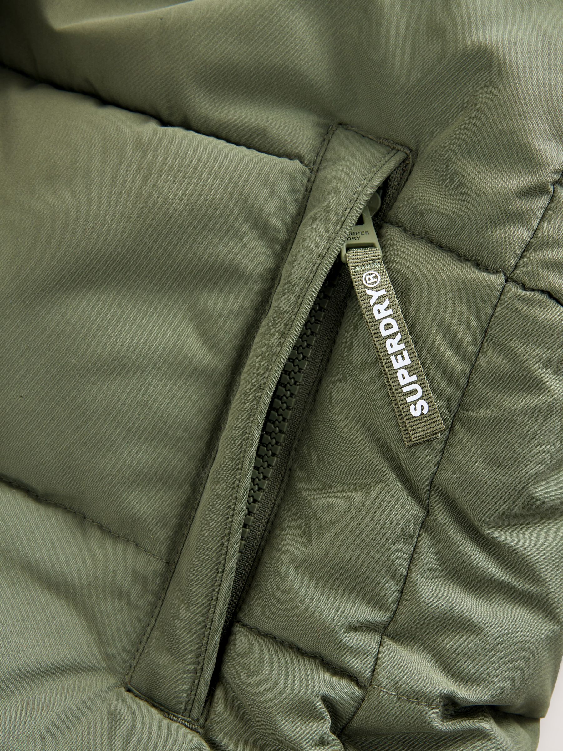 Groen - Superdry - Lange gewatteerde jas