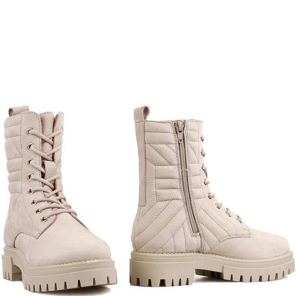 Bikerboots puffer offwhite nubuck