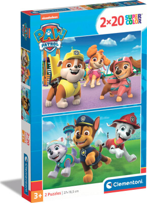 Paw Patrol Puslespil - Super Color - Clementoni - 2X20 Brikker