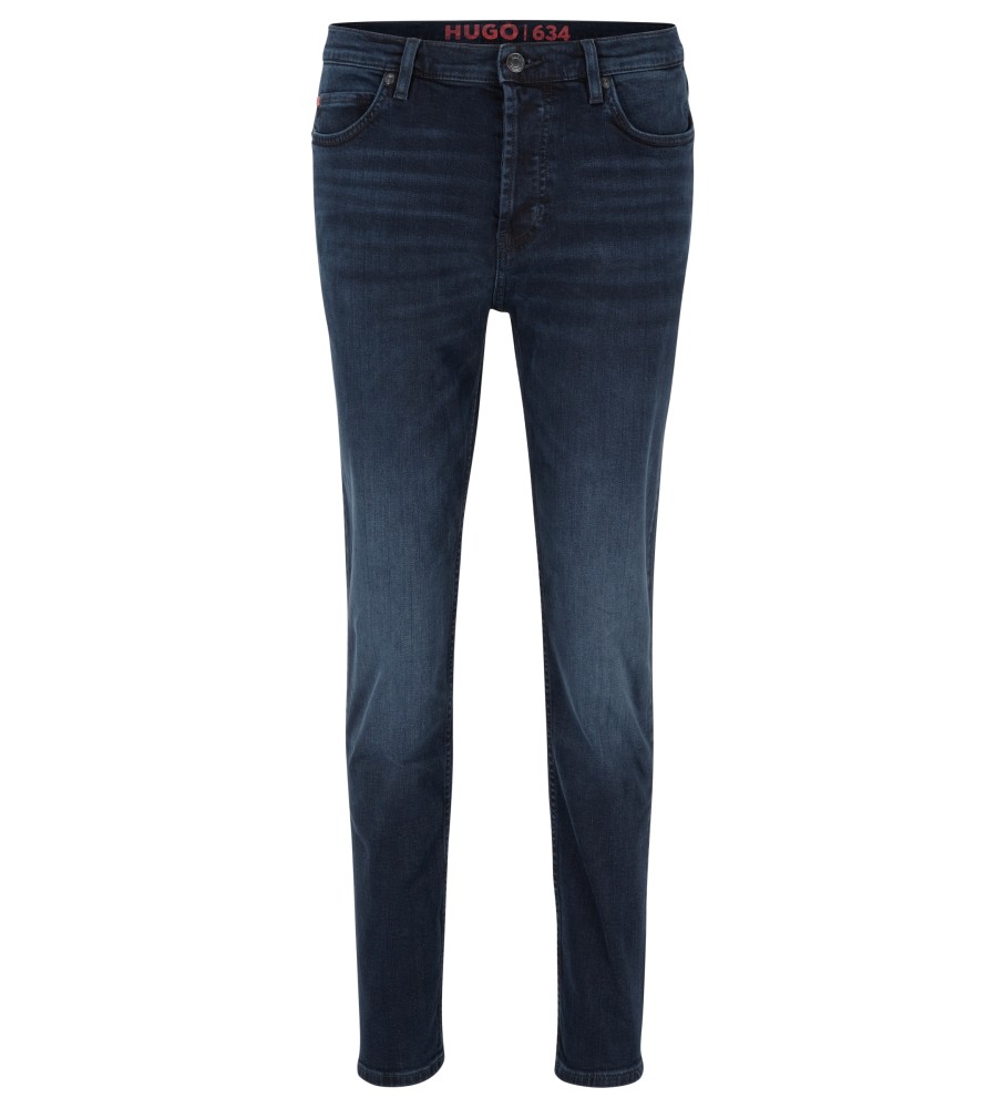 Calça jeans HUGO com corte afunilado, azul marinho