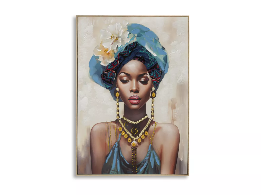 Peinture de femme multicolore sur toile avec cadre 72x4,5x102 cm