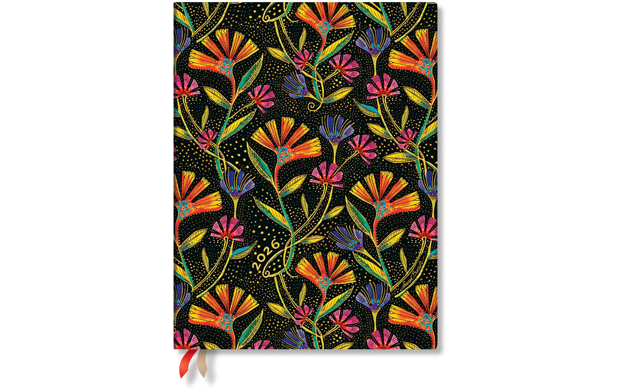 Tagesagenda Wildblumen Ultra 1 Woche auf 2 Seiten, vertikalAgenda Ultra für das Jahr 2026, 18 x 23 cm