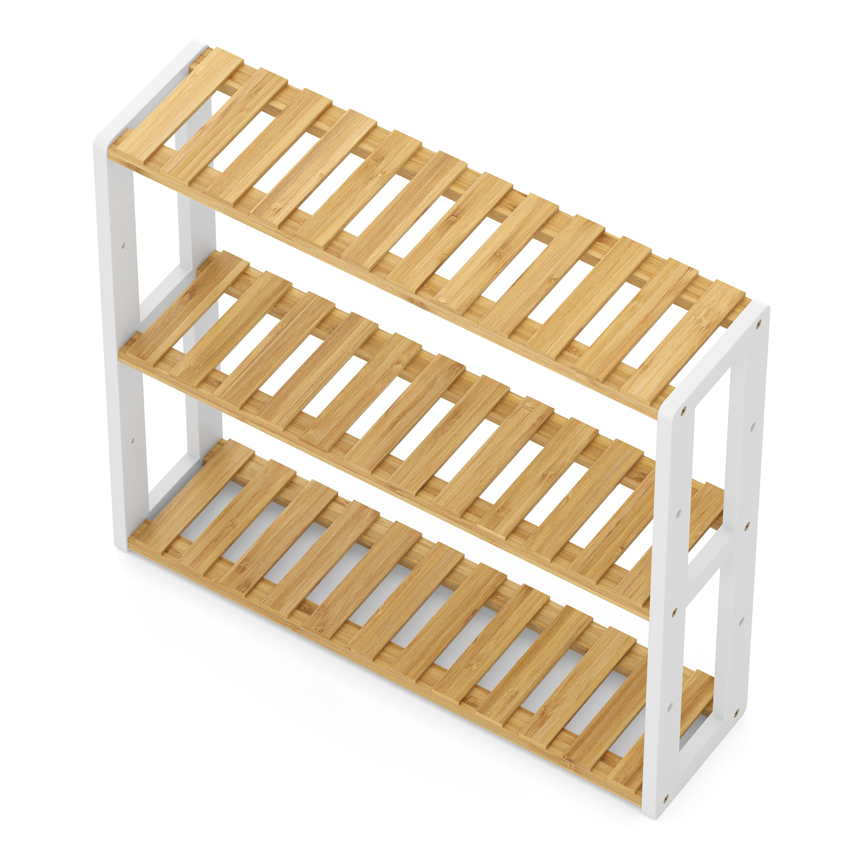 Regal Bambus 60 x 15 x 54 cm weiss/natur