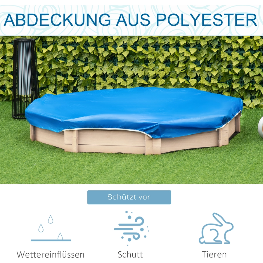 Outsunny Sandkasten mit Polyester-Abdeckung natur
