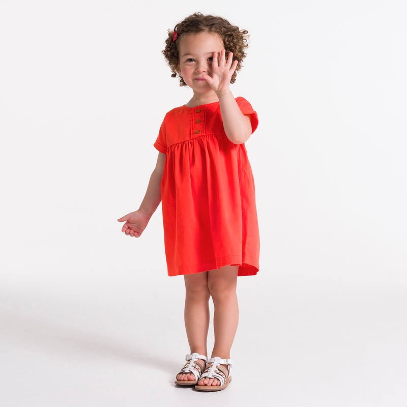 Robe coton fantaisie rouge bébé fille