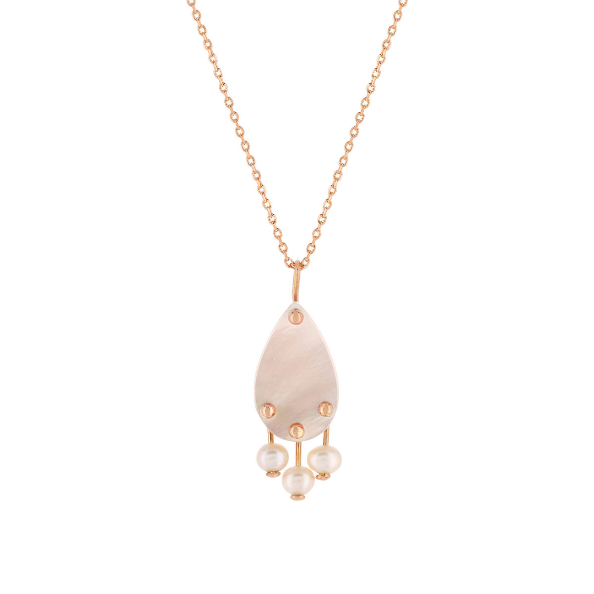 Collier or rose 375 nacre et perle