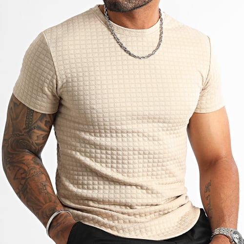 Tee Shirt Oversize Texturé Square 0278 Beige