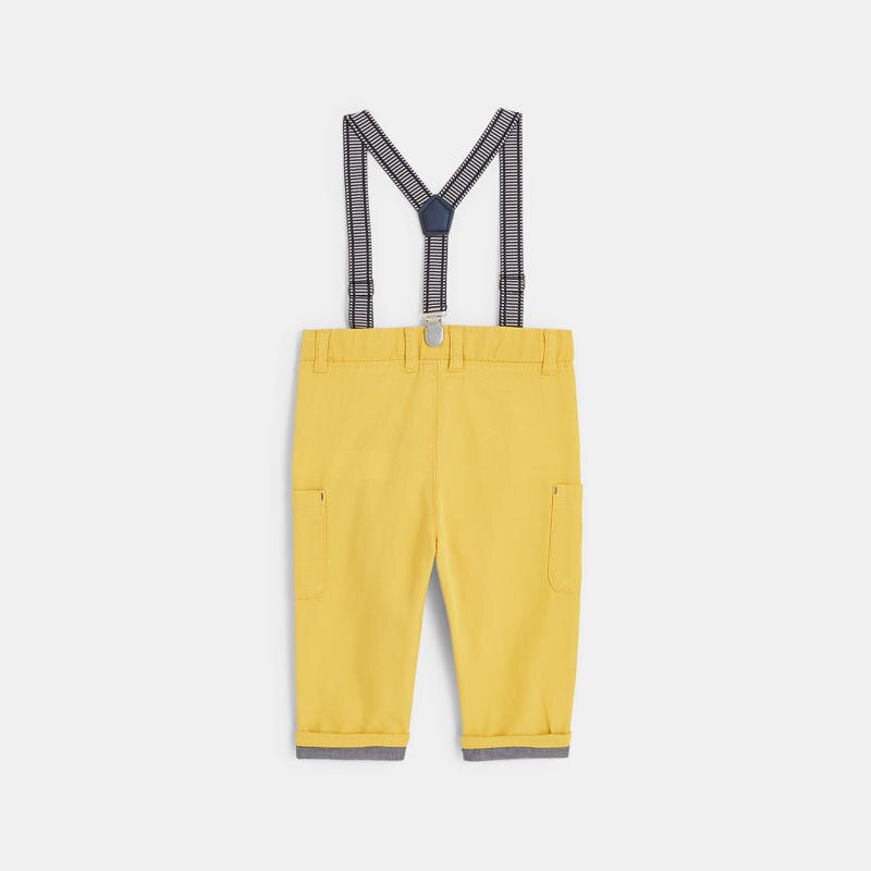 Pantalon coton fantaisie à bretelles jaune bébé garçon Jaune