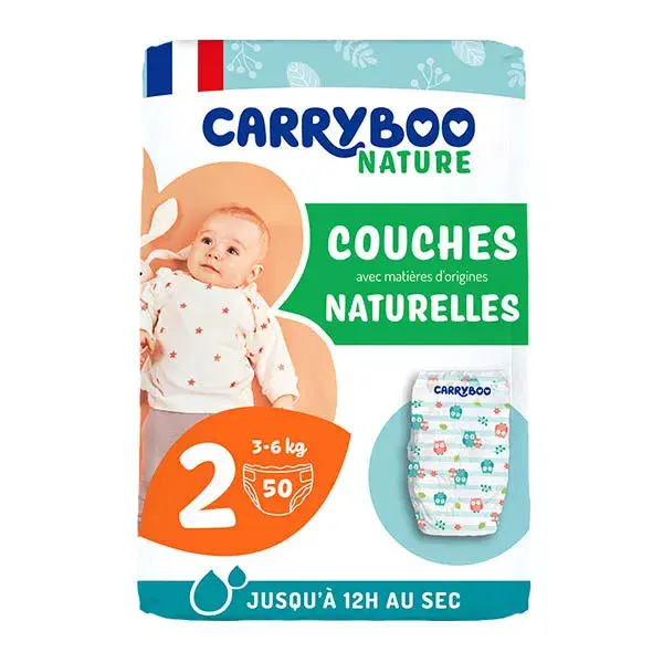 Carryboo Nature Fraldas Naturais e Repolho Tamanho 2 (3-6kg), x50