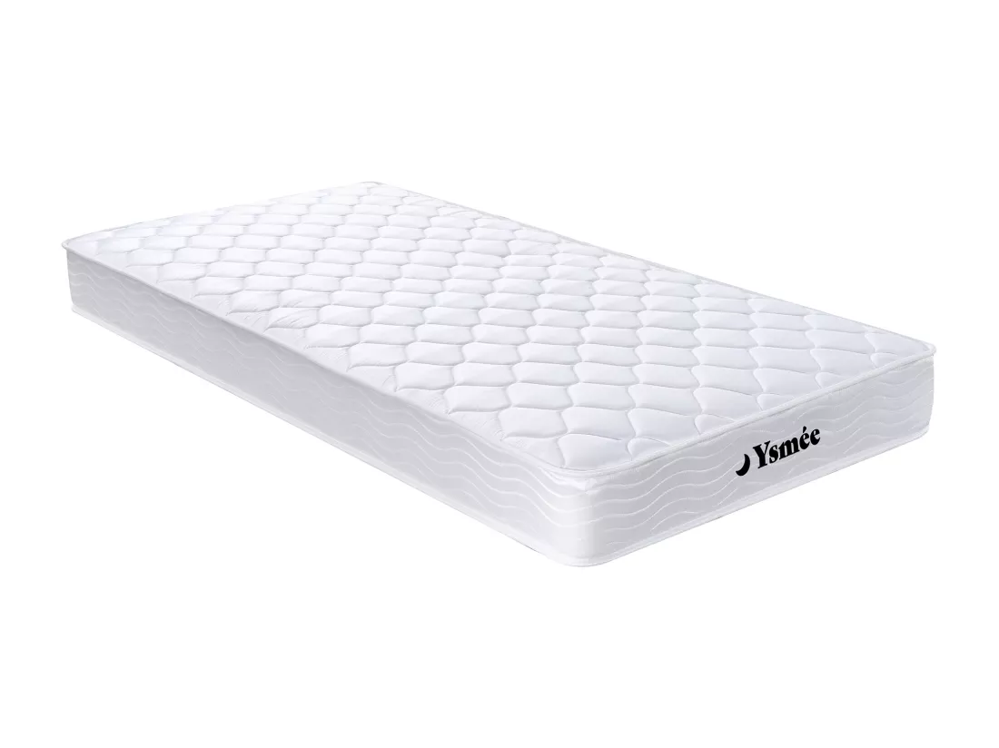 Ensemble 90 x 190 cm sommier coffre blanc + matelas ressorts et mémoire de forme ép.15cm - WOLKENLOS de YSMÉE