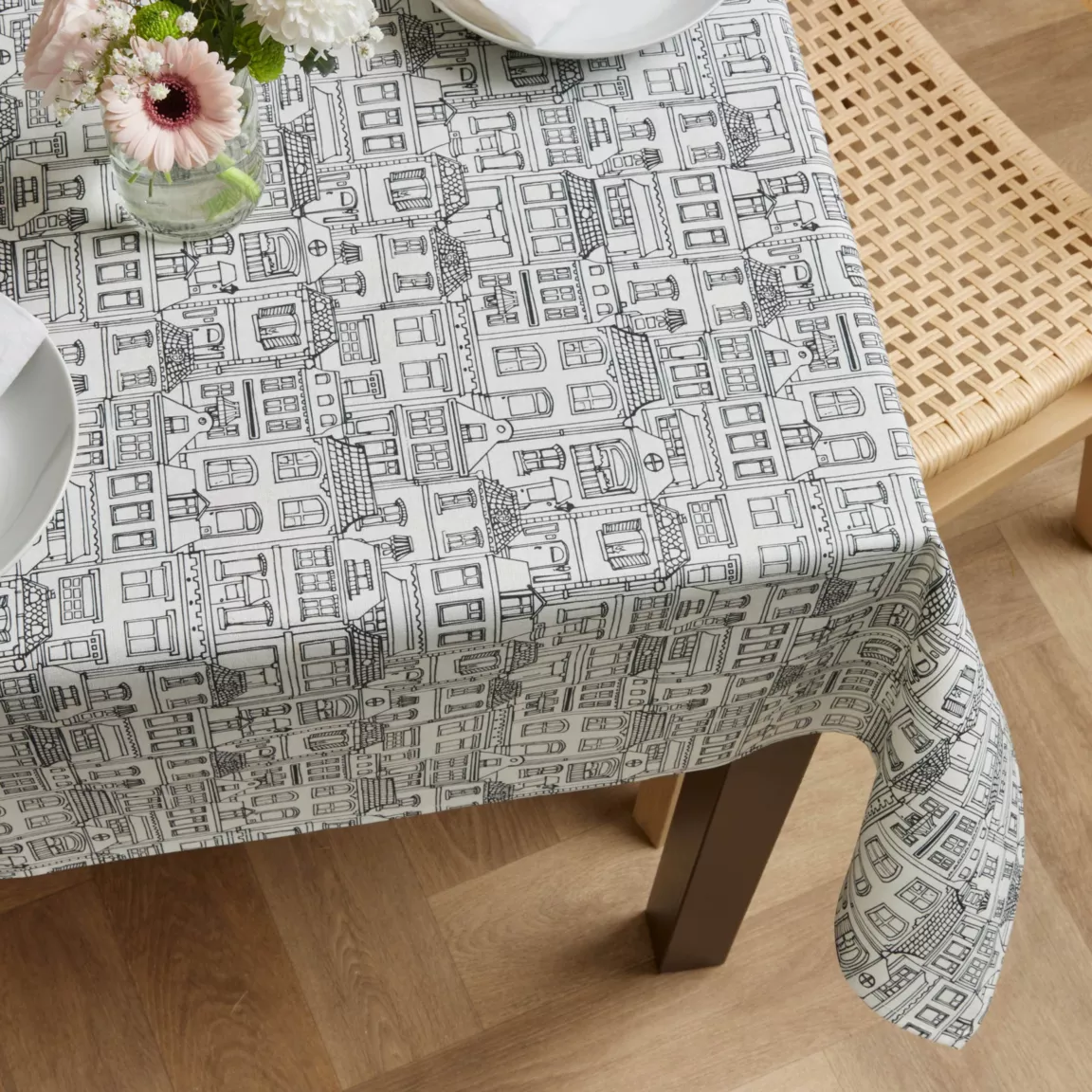 Nappe rectangulaire coton enduit (150 x 250 cm) Home Grise
