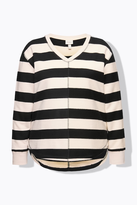 Sweater, Ringel, V-Ausschnitt, Langarm, Biobaumwolle