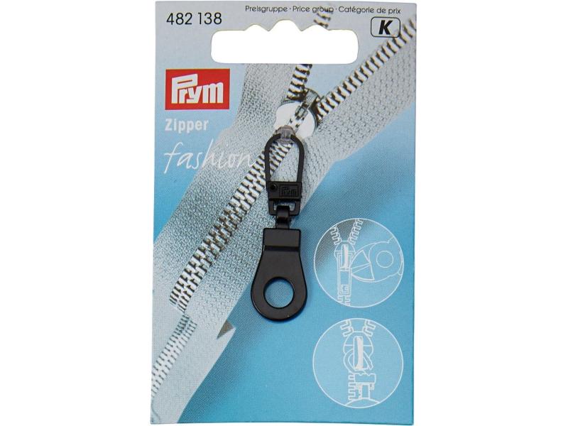 Prym Reissverschluss Fashion Zipper, mit Öse, Schwarz Modische Zipper zum Aufwerten von Kleidung und Taschen
