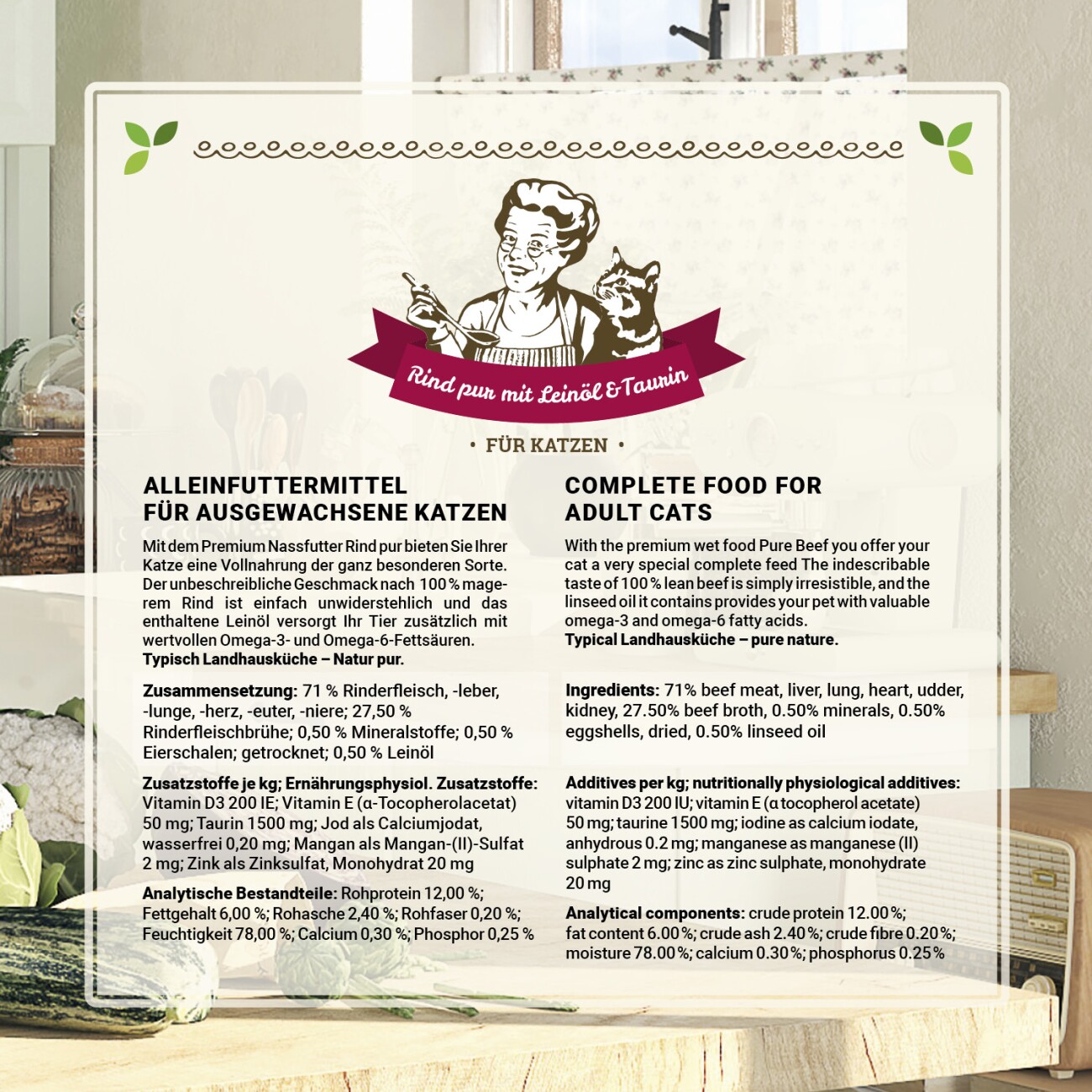 Betty's Landhausküche Rind pur mit Leinöl 6x200 g
