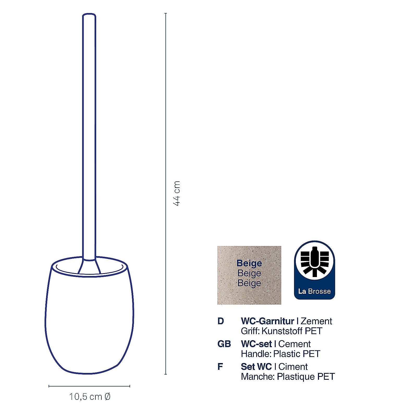 Wc-borstel Houder, Cement, Beige - Kela | Roda