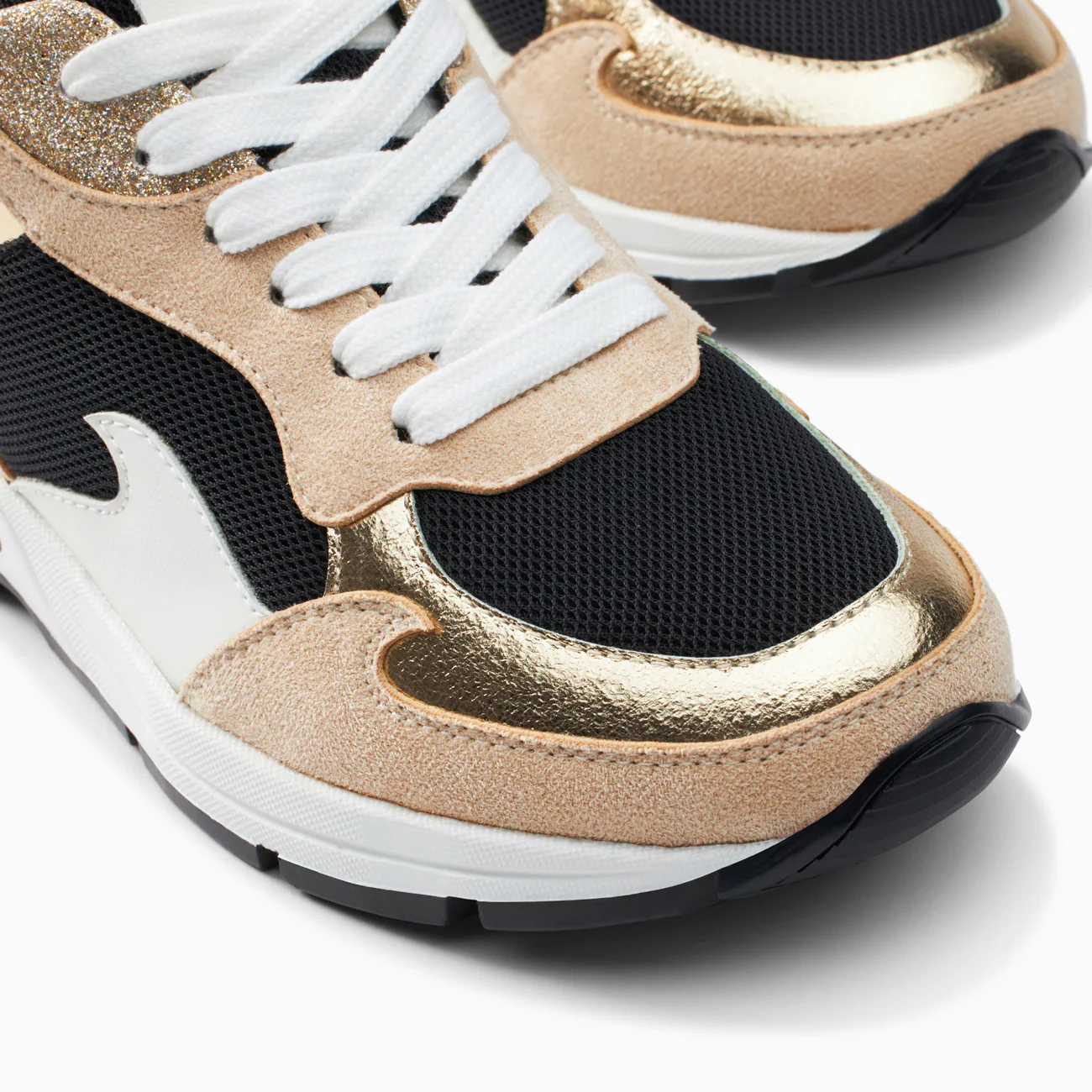 Sneakers-Baskets flamme Juliette noir et beige