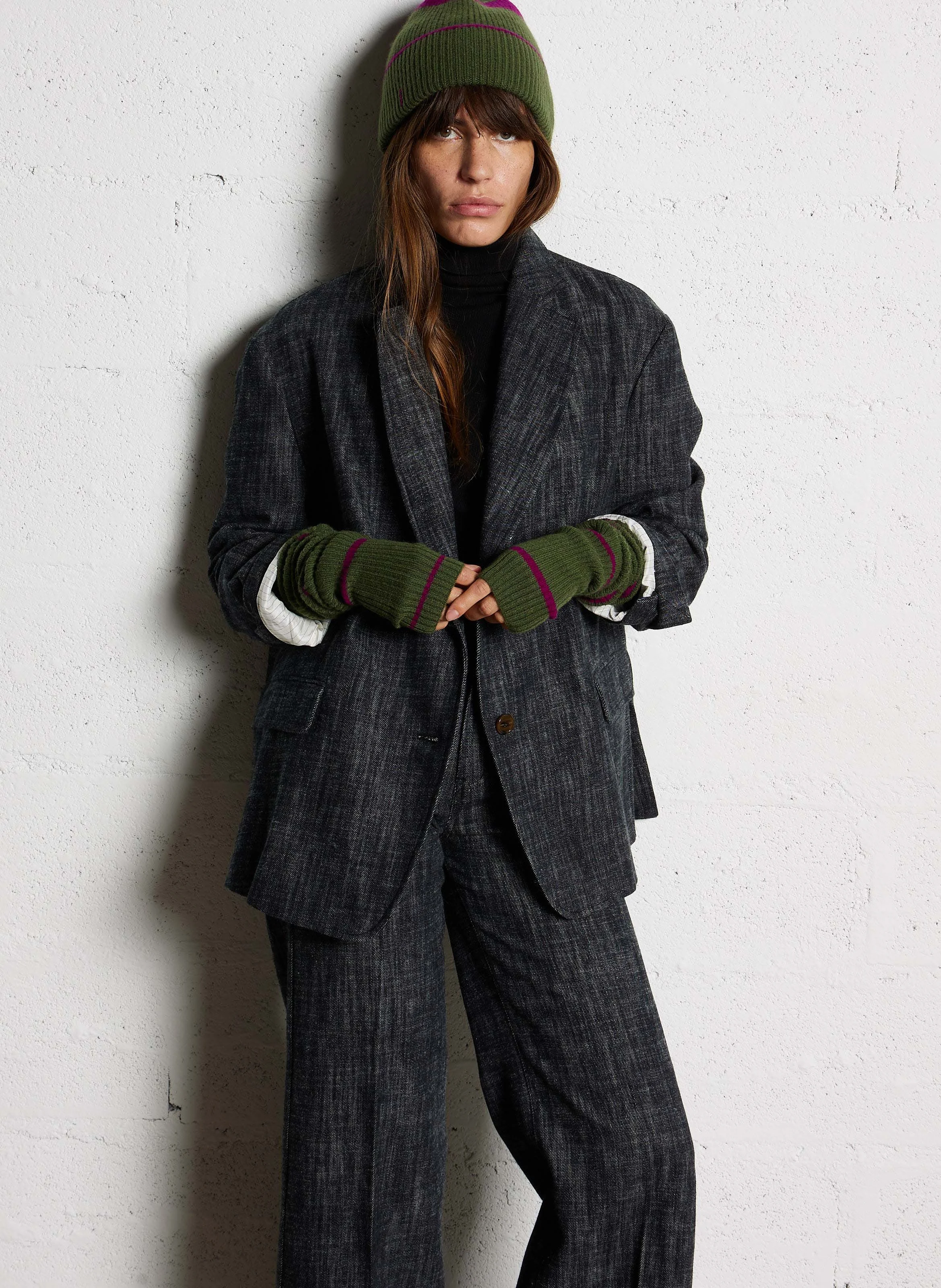 ATHALIA - Veste col tailleur ample en coton | Noir