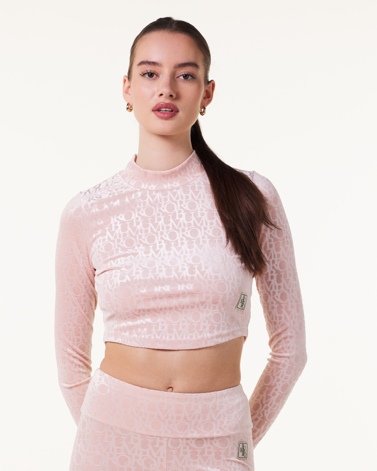 Bumpro Logomania Velour Turtle Neck Pink Evening