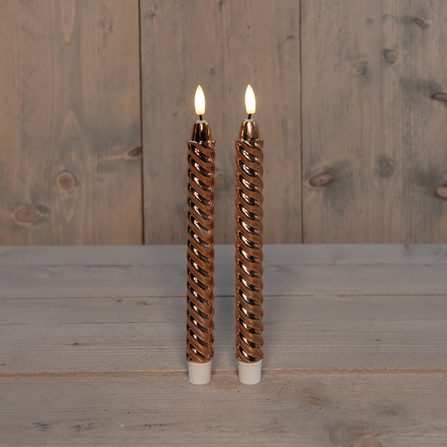 Anna's Collection LED dinerkaars Swirl koper D 2,1 H 25 cm 2 stuks