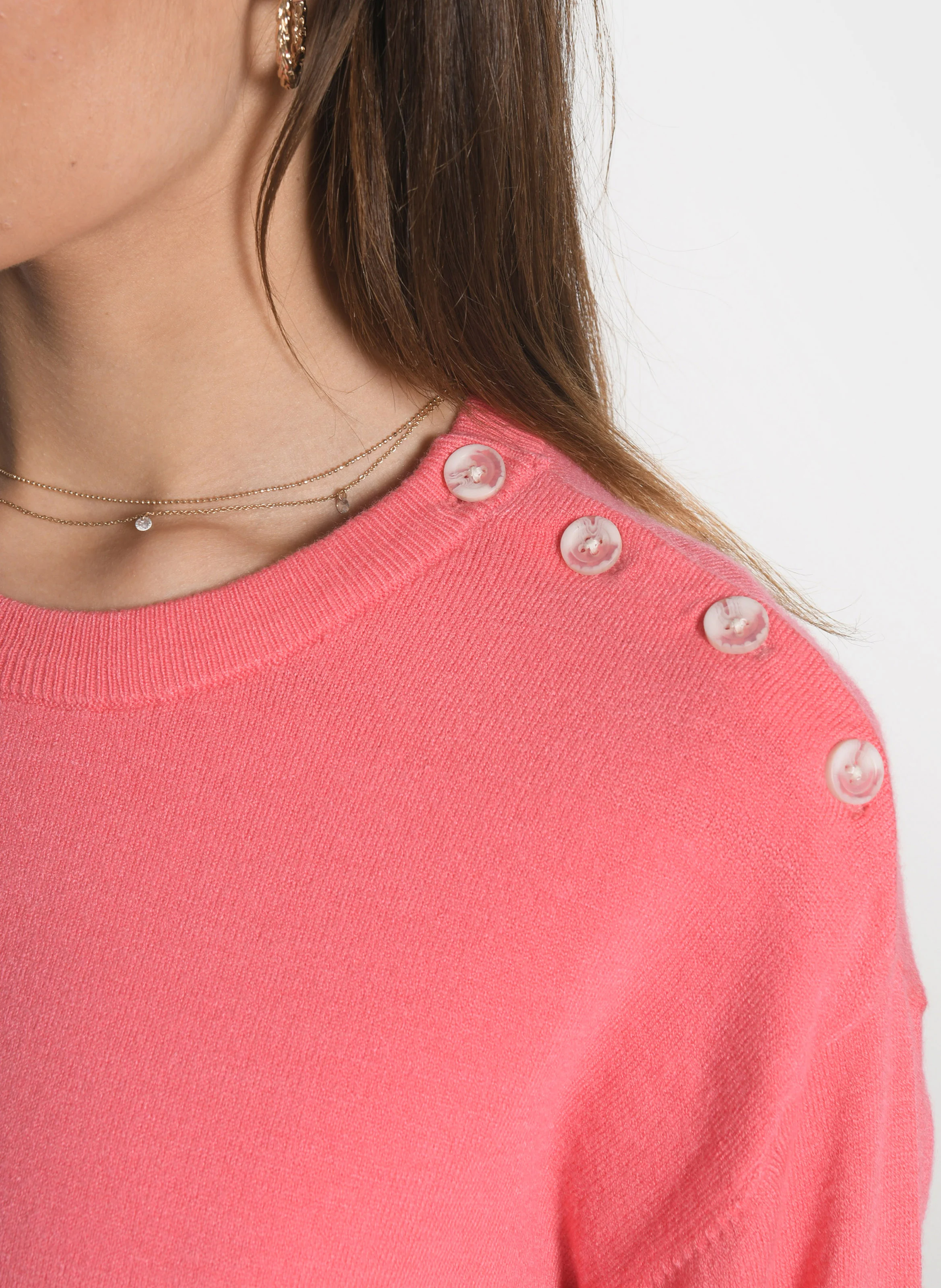 NOLWENN - Pull droit en maille mélangée | Rose