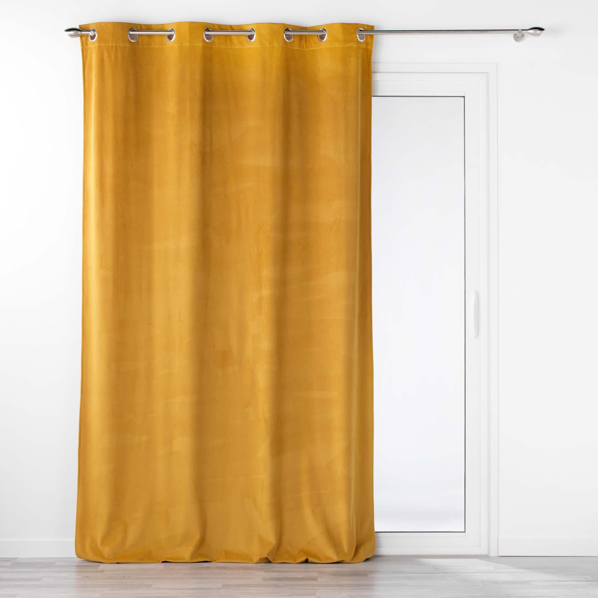 RIDEAU OEILLETS 140X260CM VELOURS RELIEF VELOURIANE OCRE