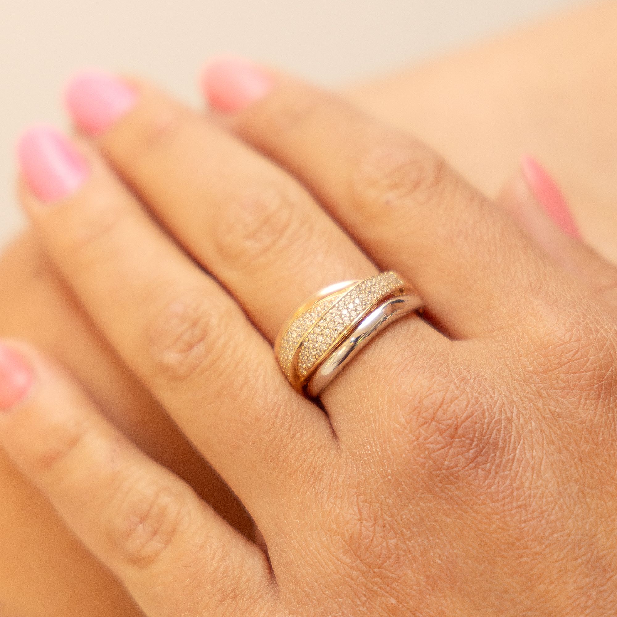 Fascination by Ellen K. Ring 375 Gold dreifarbig Zirkonia
