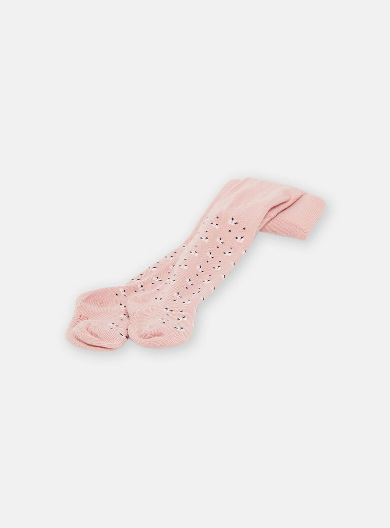 Collants rose thé à imprimé fleuri pour bébé fille