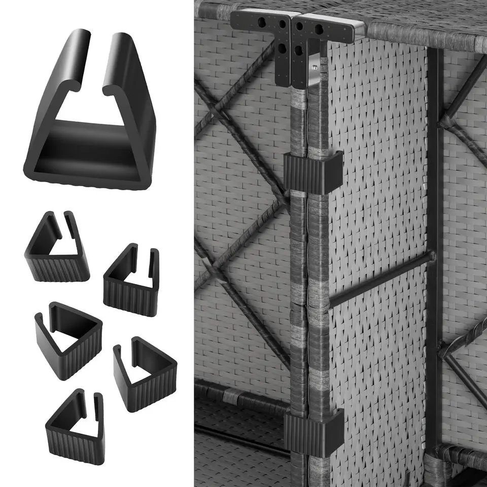 tectake - Loungeset Pisa met opbergbox kussens - wicker - grijs
