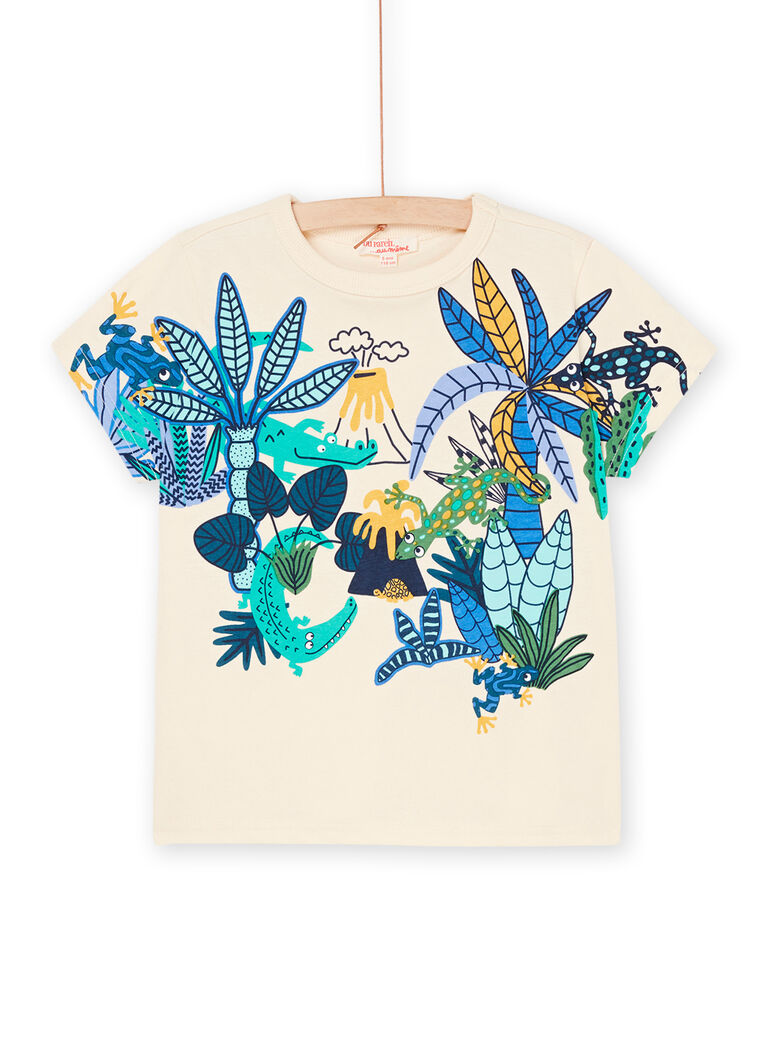 T-shirt crème à motifs jungle