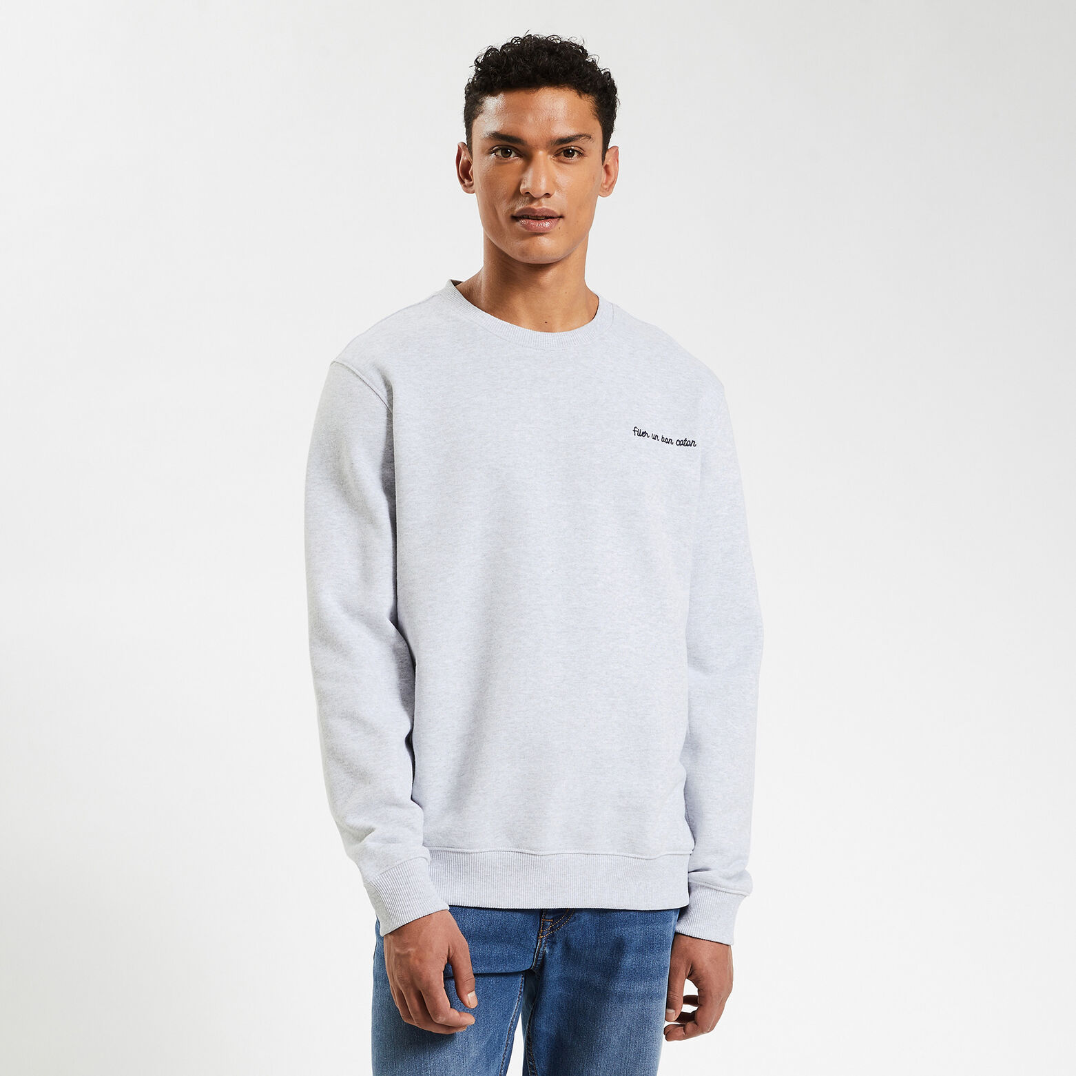 Sweat à col rond 100 % recyclé Gris clair