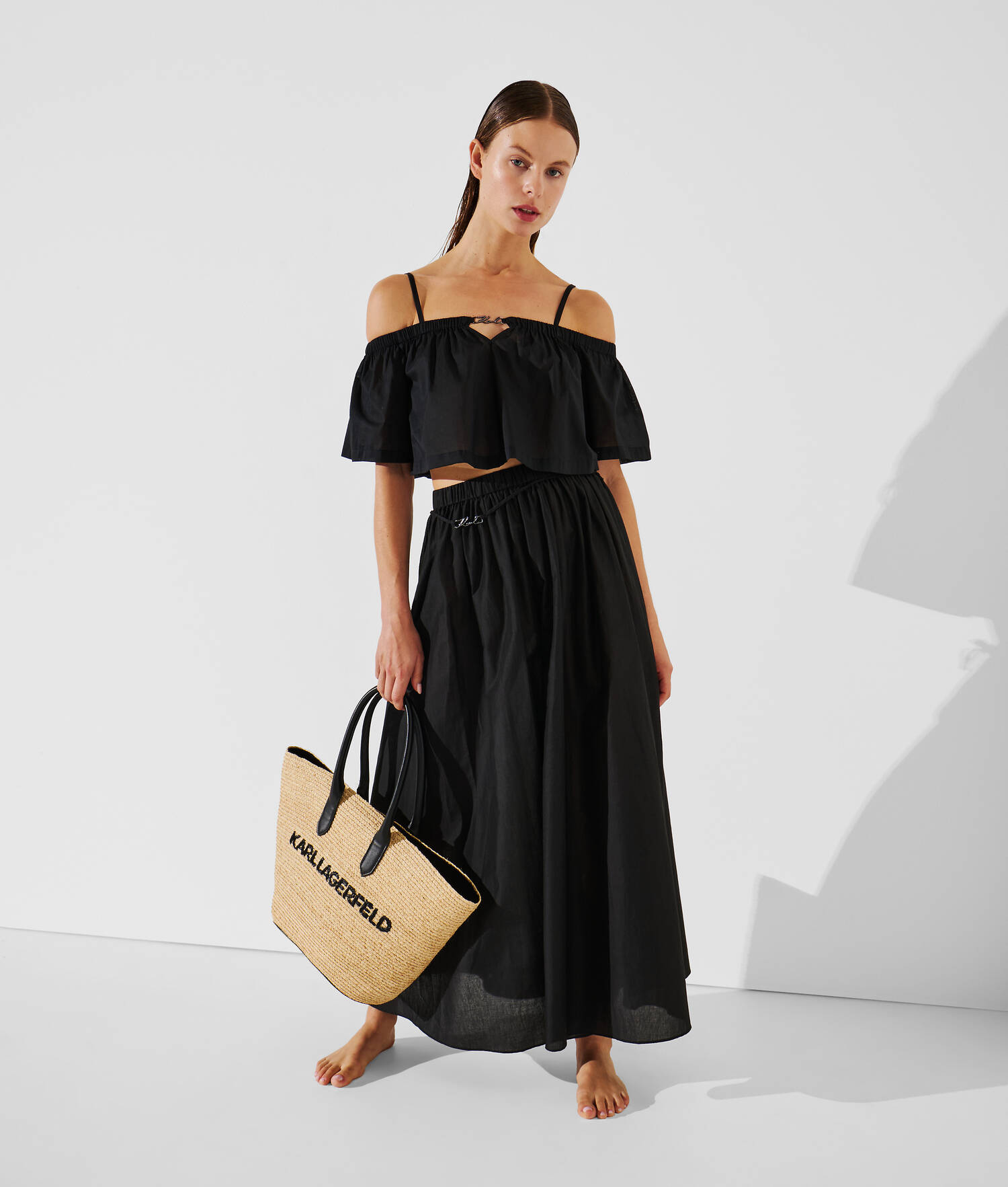 JUPE LONGUE DE PLAGE K/SIGNATURE - Noir