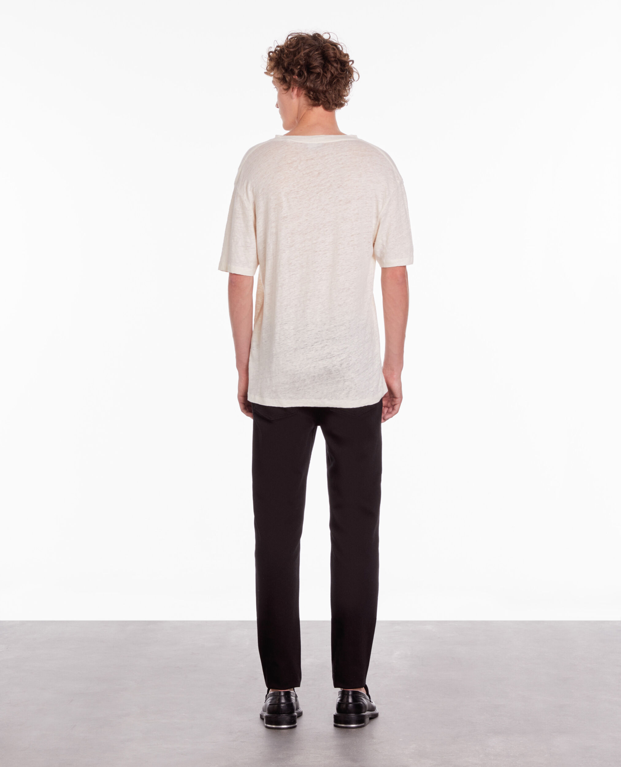 T-shirt ecru en lin avec blason