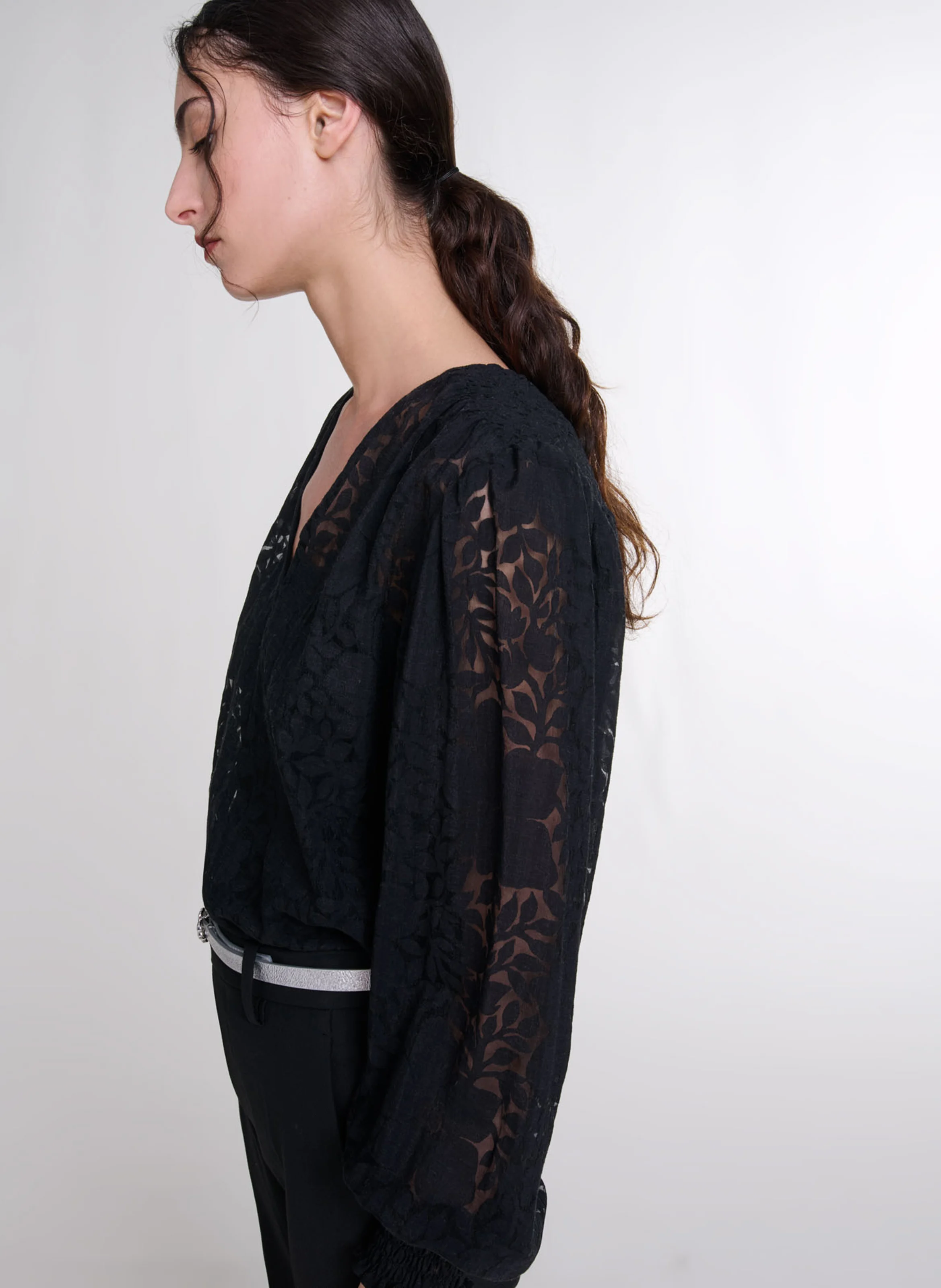 Top manches longue à motifs | Noir
