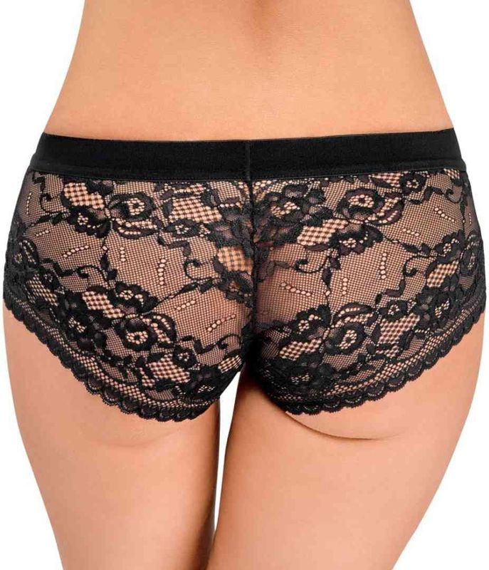 Bad Kitty - Strap On Slipje - Zwart - Kant - Maat Small