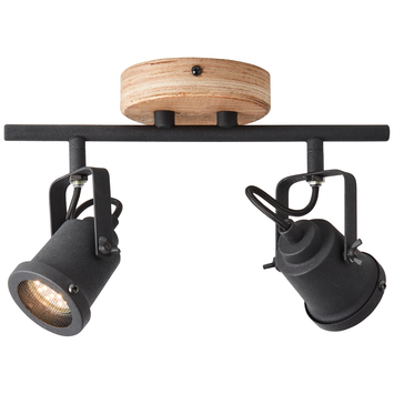 Brilliant opbouwspot Inge 2-lichts hout/zwart