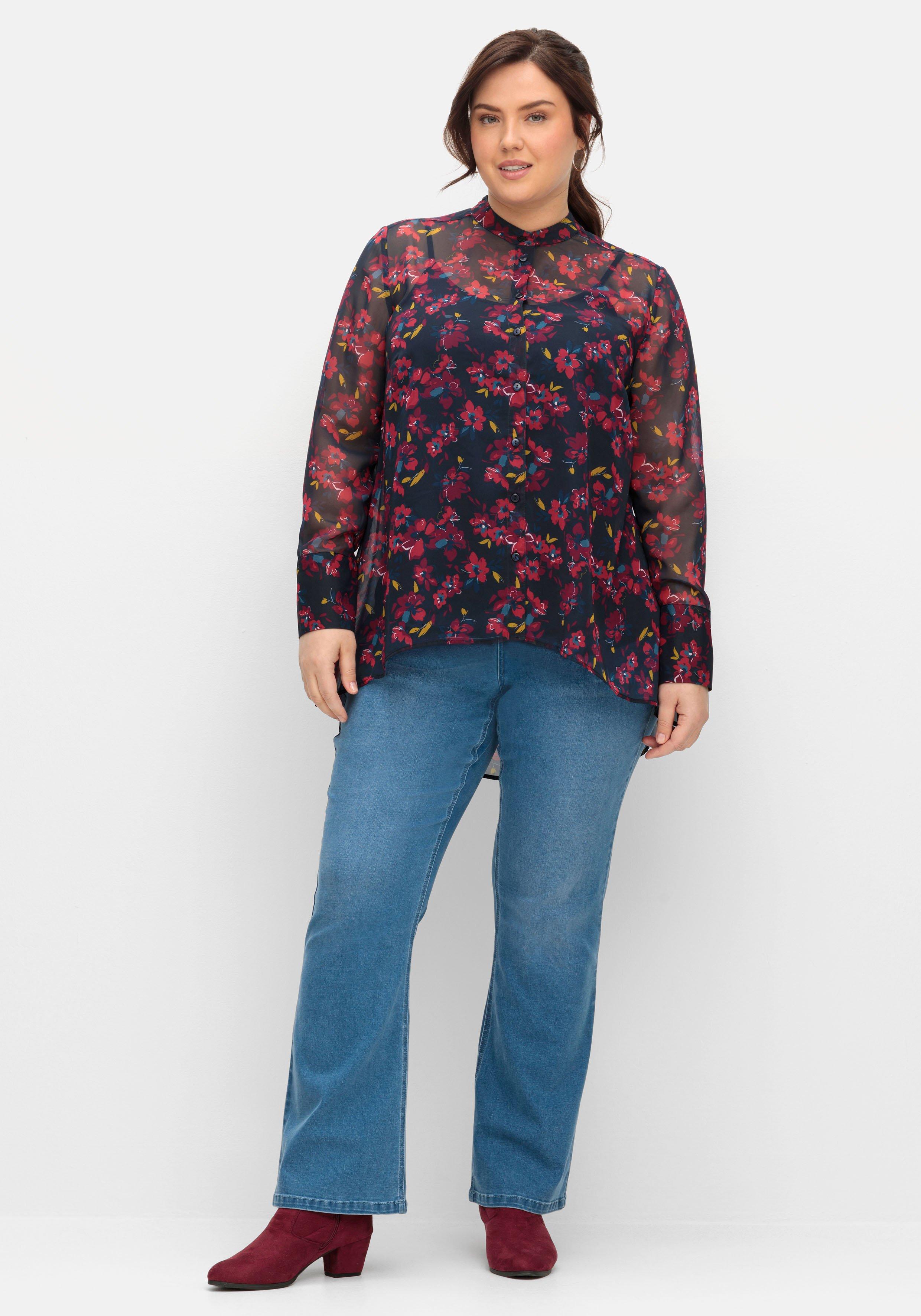 Chiffonbluse mit Blumen-Alloverprint