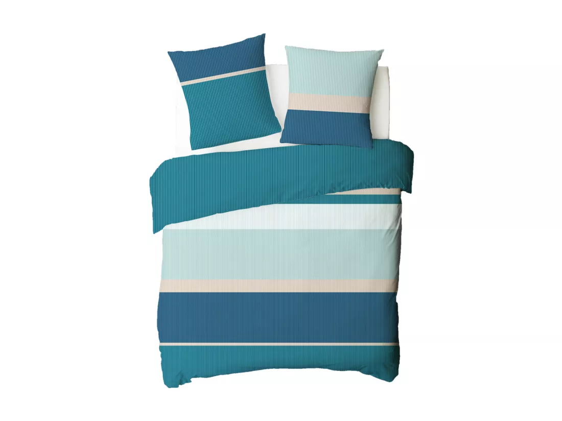 Parure de lit 2 personnes rayé en coton 57 fils 240x220cm