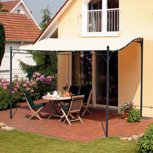 Pérgola de parede curva para uso externo, cor creme