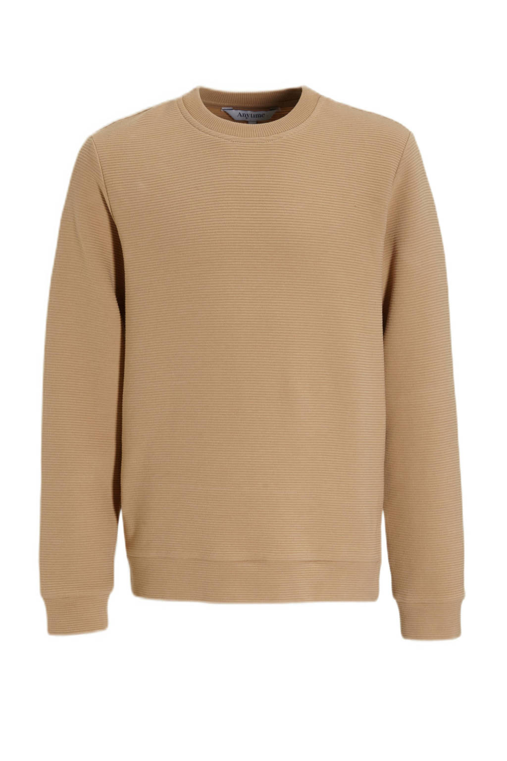 anytime geribde sweater beige