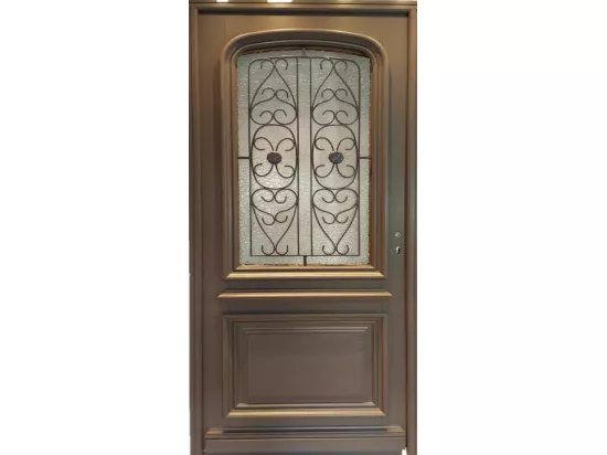 Porte d'entrée Bois vitrée, Adrien Gris RAL 7039, H,215xl,90 p,gauche Cotes Tableau