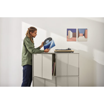 WOOOD opbergkast 4-deurs Ervin dakargrau grijs grenen hout 130 x 110 x 40 cm