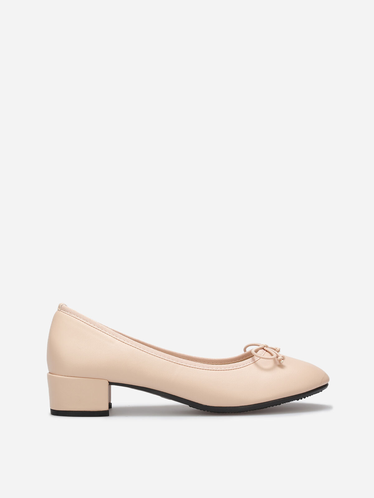 Ballerines à talon avec nœud- Nude